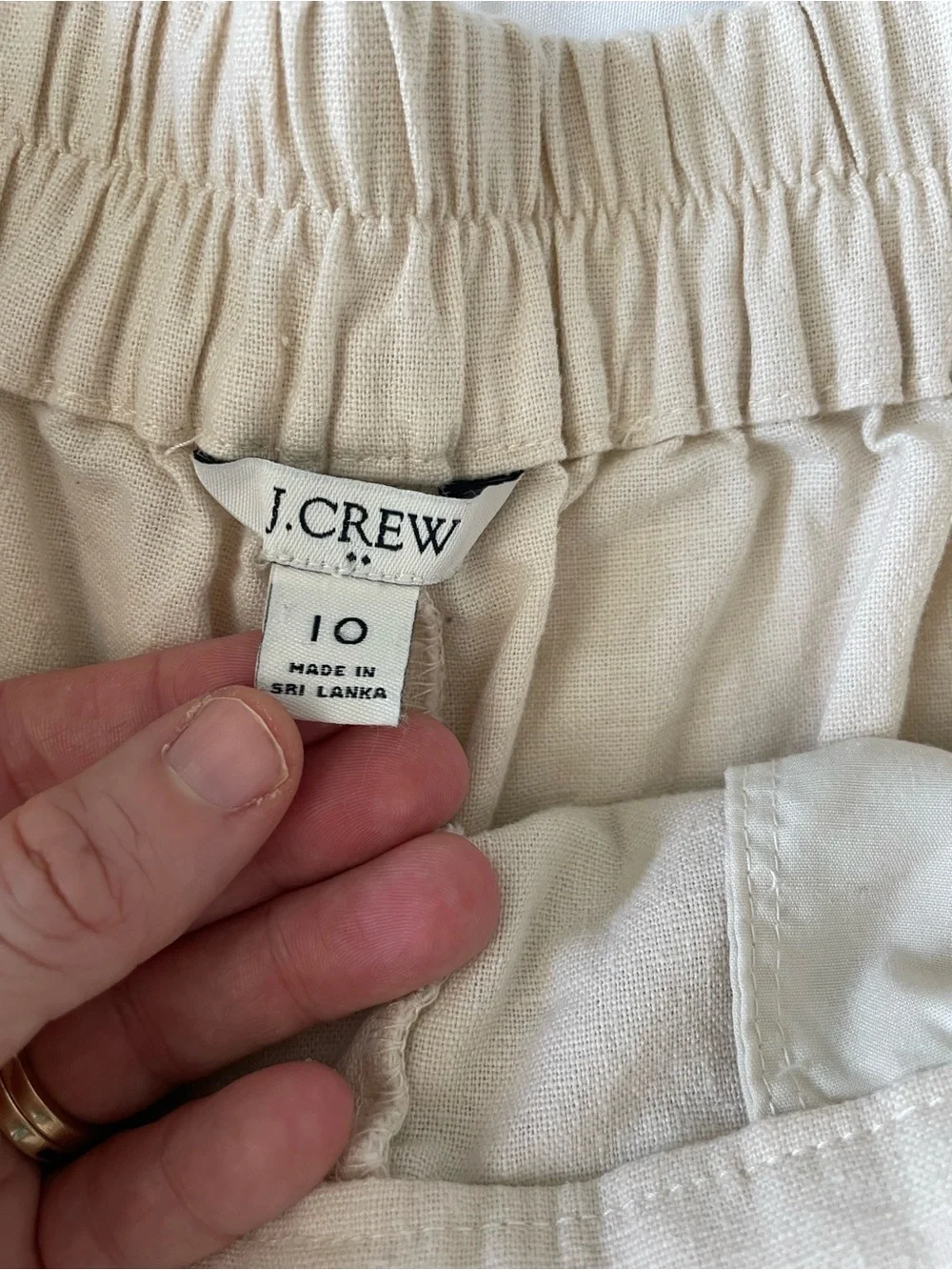 J.Crew Linen Cotton Tie Waist Shorts Natural Beige Size 10